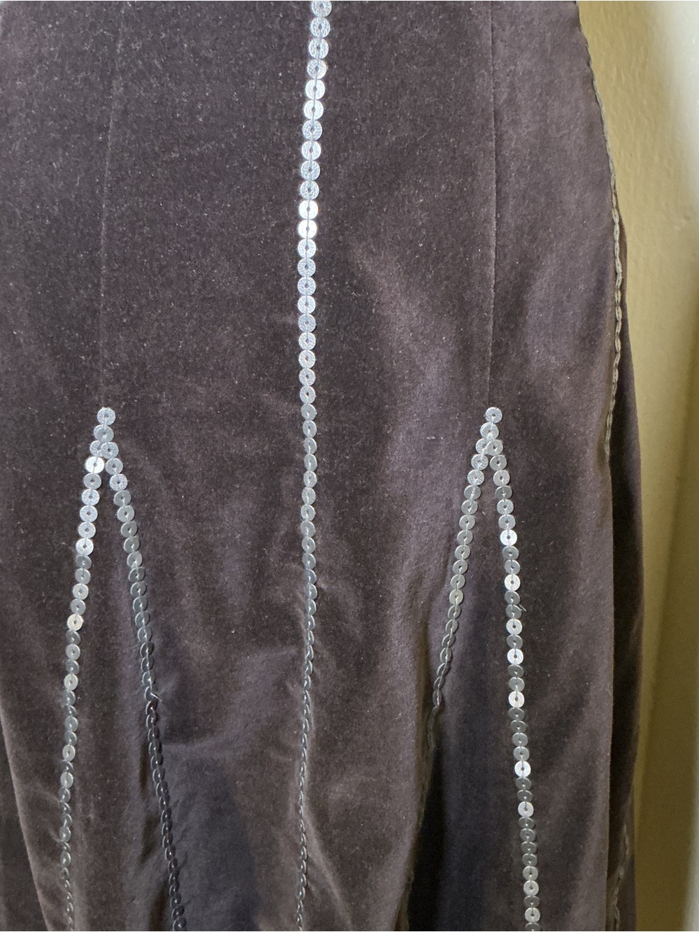 Soft Surroundings 1X Brown Cotton Skirt with Bronze Sequin Embellishment - Picture 5 of 9